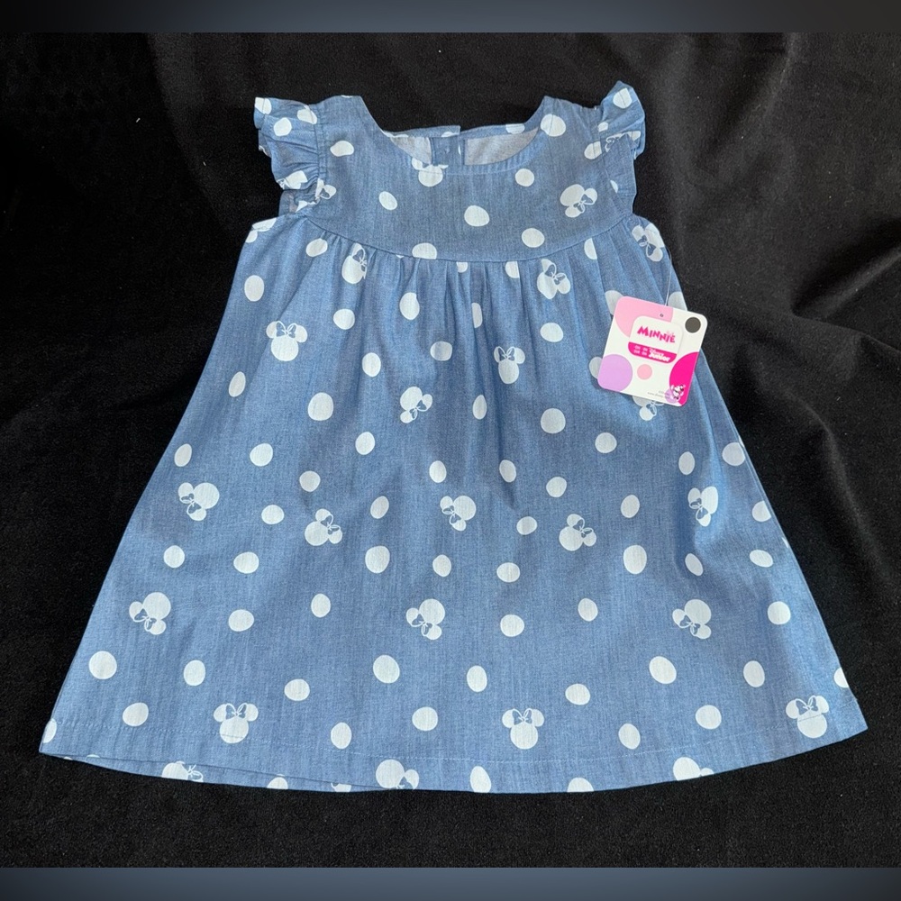 Minnie Mouse Girls Chambray Denim Skater Dress Toddler| Child